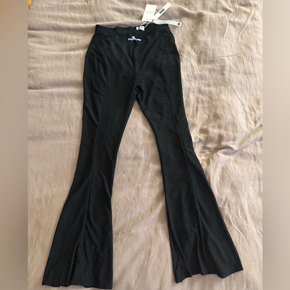 DAWANG Mid Rise Flare Black Pants - M - NWT - Picture 3 of 5